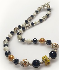 Artisan Handcrafted Art Deco Lampwork Glass Jewelry Amber fromChaos Necklace #9