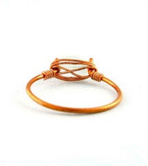 Faceted Rainbow Moonstone Stackable Rings Copper Wire-Wrapped Handmade