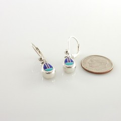 Handmade Sterling Silver Lapis sugilite turquoise inlay Dangle Earrings