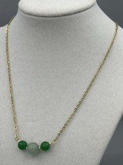17 1/2 – 20“ Adjustable Aventurine And Green Onyx Bead And Chain Necklace