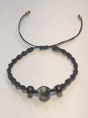 Handmade Macrame Spiral Knot, Adjustable Bracelet with Fancy Jasper Gemstone