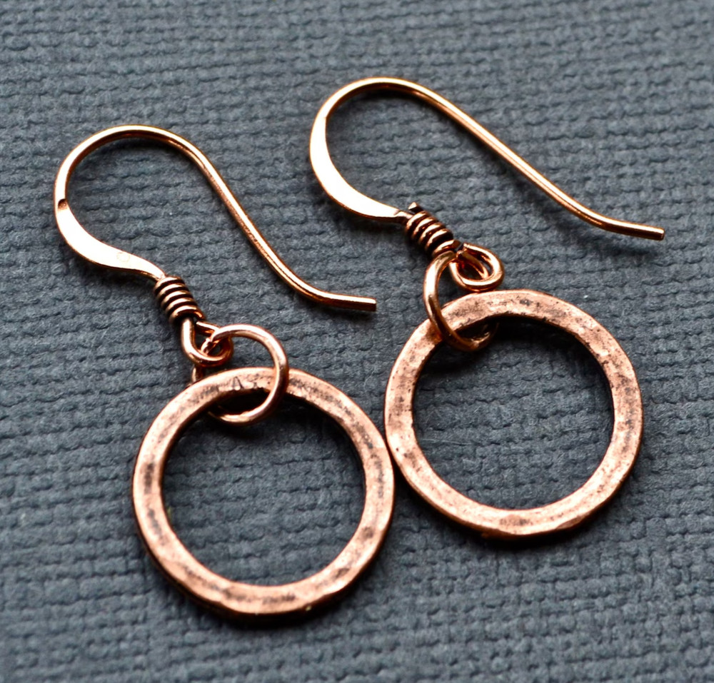 Pure Copper Healing Circle Circular Earrings Jewelry, Spiritual Kriya