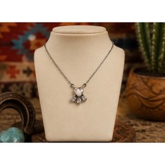 White Horse Turquoise & CZ 20” Sterling Silver Necklace
