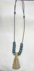 Aztec serpentine stone MACUAHUITL handmade and adjustable necklace.