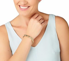 8.25″ Polished Bold Woven Wheat Spiga Bracelet Real 14K Yellow Gold QVC