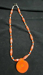 Orange Glass Pendant Necklace Glass Beads Swarovski Crystal Beads Handcrafted