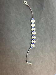 Handmade White Howlite bracelet with blue and silver accents with snap clasp