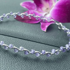 Purple lavender zircon 8” silver copper wire beaded beads handcrafted handmade d
