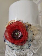 Organza Fabric Flower Brooch Pin