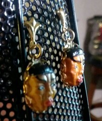 MaryBee Jewelry: Gold Tone Asian Mask Pierced Earrings 07-07-2021