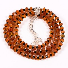 Orange Kyanite Necklace Black Spinel Faceted Gemstone Handmade Adjustable