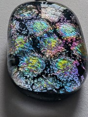 Handmade Dichroic Art Glass Pendant Iridescent Blue Purple Green Gold
