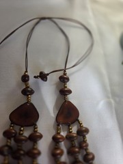 Handcrafted Tagua, Celebro Seeds Organic Necklce Brown Bronze made In Ecuador