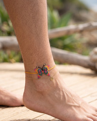 Multicolored Butterfly Macrame Woven Anklet
