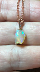 #94- 3.60ct Genuine Freeform Ethiopian Welo Opal a Rose Gold Plated Chain