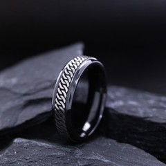 6mm Black Zirconium Band with Deep Celtic Pattern