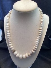 Pretty Handmade Sterling Silver Graduated Natural White Agate Rondelle Necklace