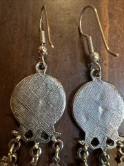 Sun Crescent Moon Saturn Earrings Star Dangle Silver Tone 2” Artisan