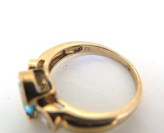 .Sparkling Faceted Topaz & CZ Trilogy 9ct Yellow Gold Dress Ring Size O1/2 3.7g
