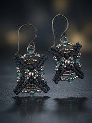 Stunning Handcrafted Geometric Beaded Statement Earrings | Lightweight