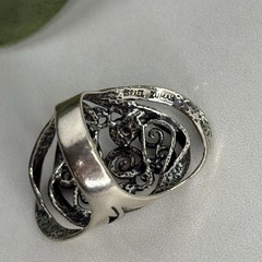 Vintage Zuman Israel Sterling Silver CZ Artisan Design Ring Size 8