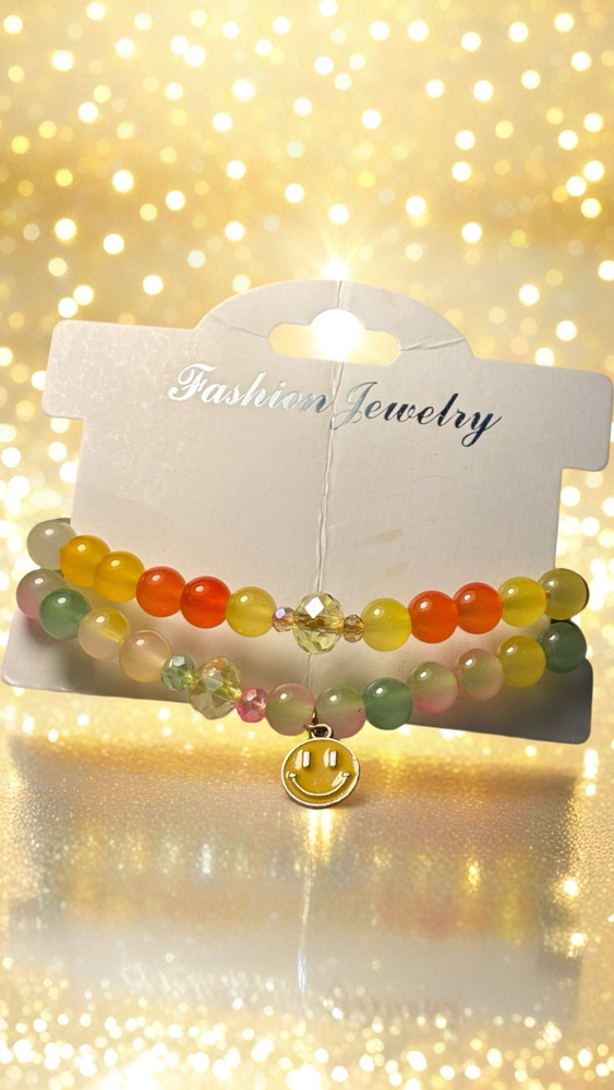 Handmade Colorful Crystal and Glass Beaded Bracelets (Set of 2)