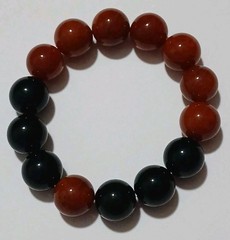 Chinese Natural Red Agate Obsidian Ball Bracelet 18mm