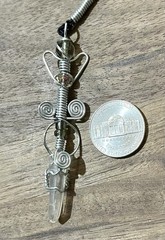 Brazilian Quartz Crystal Wand Pendant Necklace, Artistic Crystal Jewelry