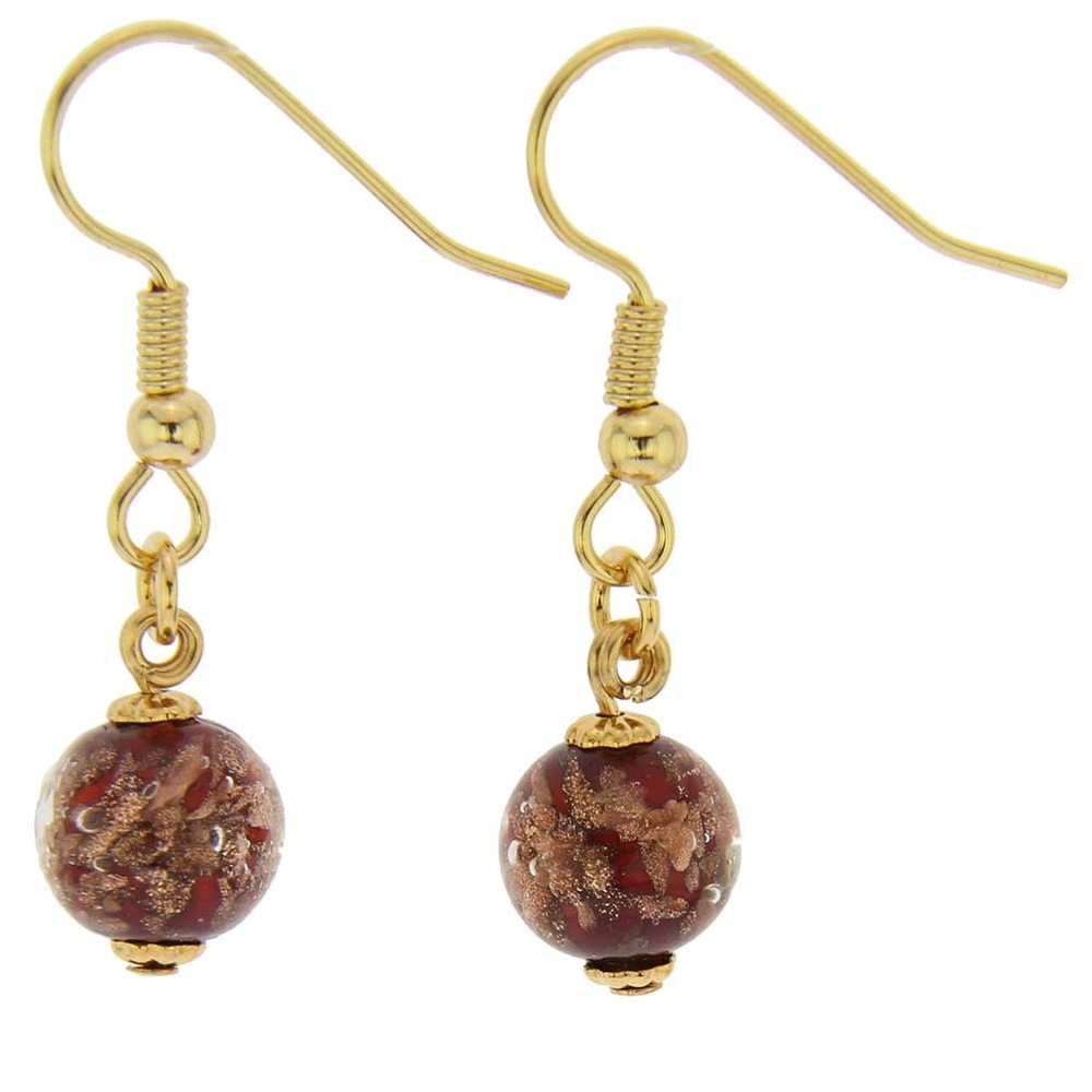 GlassOfVenice Murano Glass Starlight Balls Earrings – Dark Red