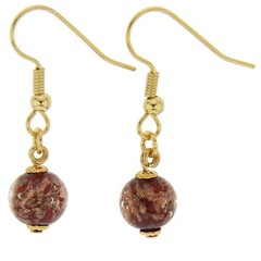 GlassOfVenice Murano Glass Starlight Balls Earrings – Dark Red