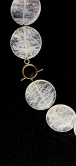 Vintage Crackle Quartz Necklace 30mm Clear Beads Statement Toggle Clasp