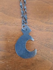 OOAK Handcrafted Gunmetal Crescent Moon Pendant Twisted Wire Necklace Witchy