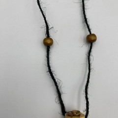 Wooden Totem Tiki Pendant Necklace Hand Carved 3.5″ Black String Adjustable