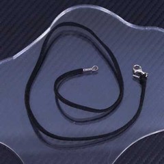 16+2”, vintage Italian sterling silver 925 black leather chain necklace