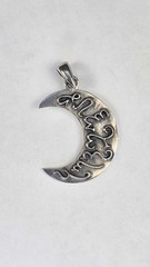 Artemis Moon Goddess Pendant Sterling Silver Wiccan Pagan Theban Script 1.25″