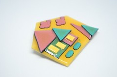 HOUSE PINS BY LUCINDA Mixed Materials Abstract Home Pastel Pin Brooch