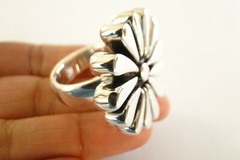 Floral Flower No Stone Plain 925 Sterling Silver Ring Size 8.25 9