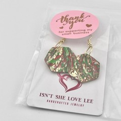 Handmade 1.75in Dangle/Drop Multicolor Hexagon Polymer Clay Earrings