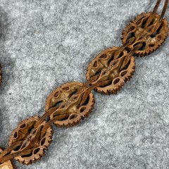 Vintage Handmade Wood Seed Necklace Boho Adjustable Natural Beads 13in Long