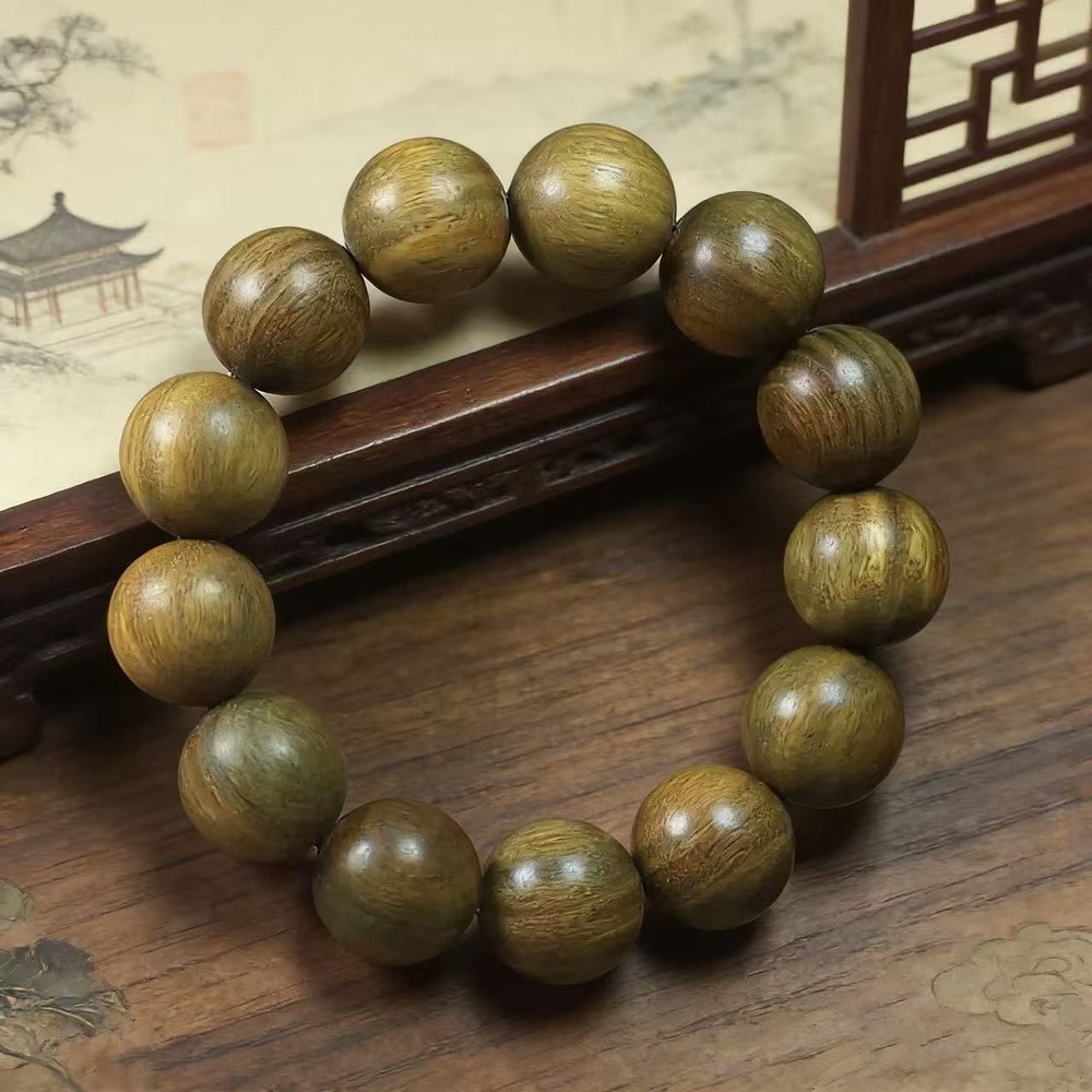 Natural Rosewood/Green Rosewood 20 mm Buddhist Prayer Bead Bracelet Mala Beads