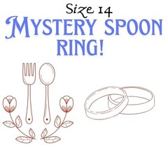 Handcrafted Silver Spoon Ring Size 14 Heart Nature Wrap Adjustable Unisex Adults
