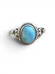 Caribbean Larimar Solid 925 Sterling Silver Ring 9.5
