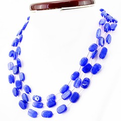 Earth Mined ENHANCED Sapphire 3 Strand Oval Beads Necklace – Office Wear