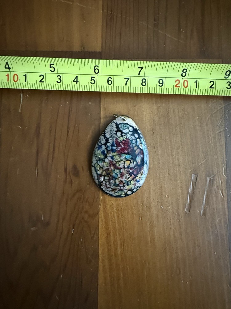 Enameled Copper Component Black and Multi Colored Pendant