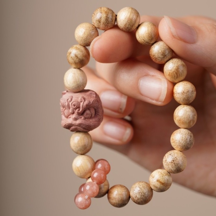 8mm Round Fragrant Wood Buddhist Prayer Bead Bracelet for Women Yoga Bracelet