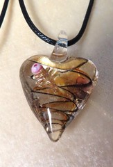42~52mm long Lampwork heart pendant necklace