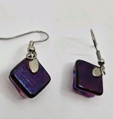 Dichroic Fused Glass Earrings And Bracelet