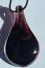 Women’s Glass Pendant. 18″ to 19″ Long. Green, and Copper.