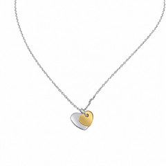 Mixed Metal Heart Charm Necklace – Surgical Stainless Steel Rolo Cable Chain