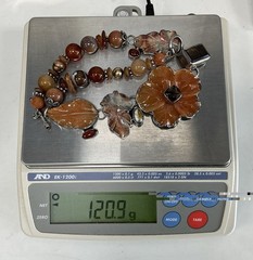 Amy Kahn Russell AKR Carved Orange Flower Gemstone Necklace Sterling Silver 925